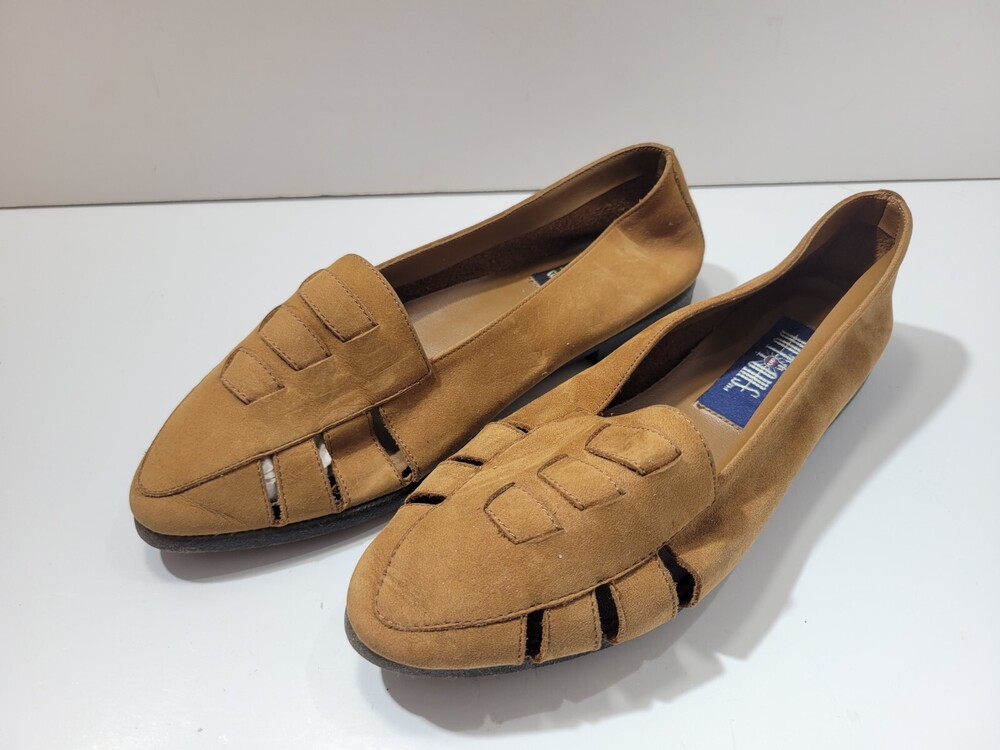 What's What Loafers Shoes Womens 6B Brown Suede Leather Cutout Comfort Slip On